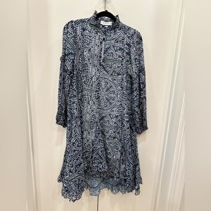 KLEID dress, size Medium, navy and white pattern print, fully lined.
